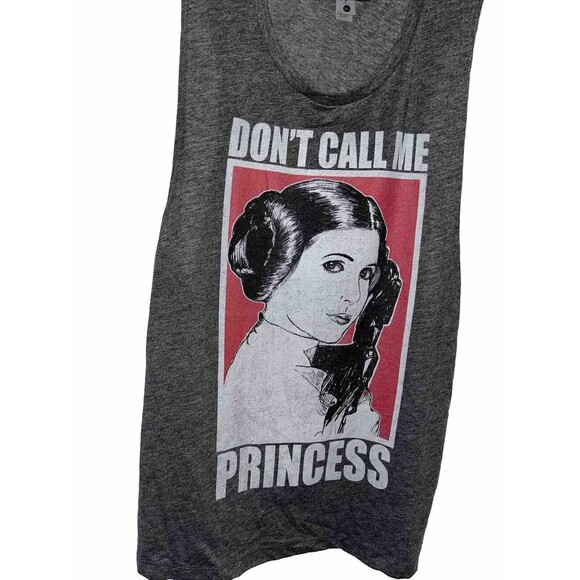 M Next Level Star Wars Gray Graphic Tank Don’t Call Me Princess Round Neck - Picture 2 of 5